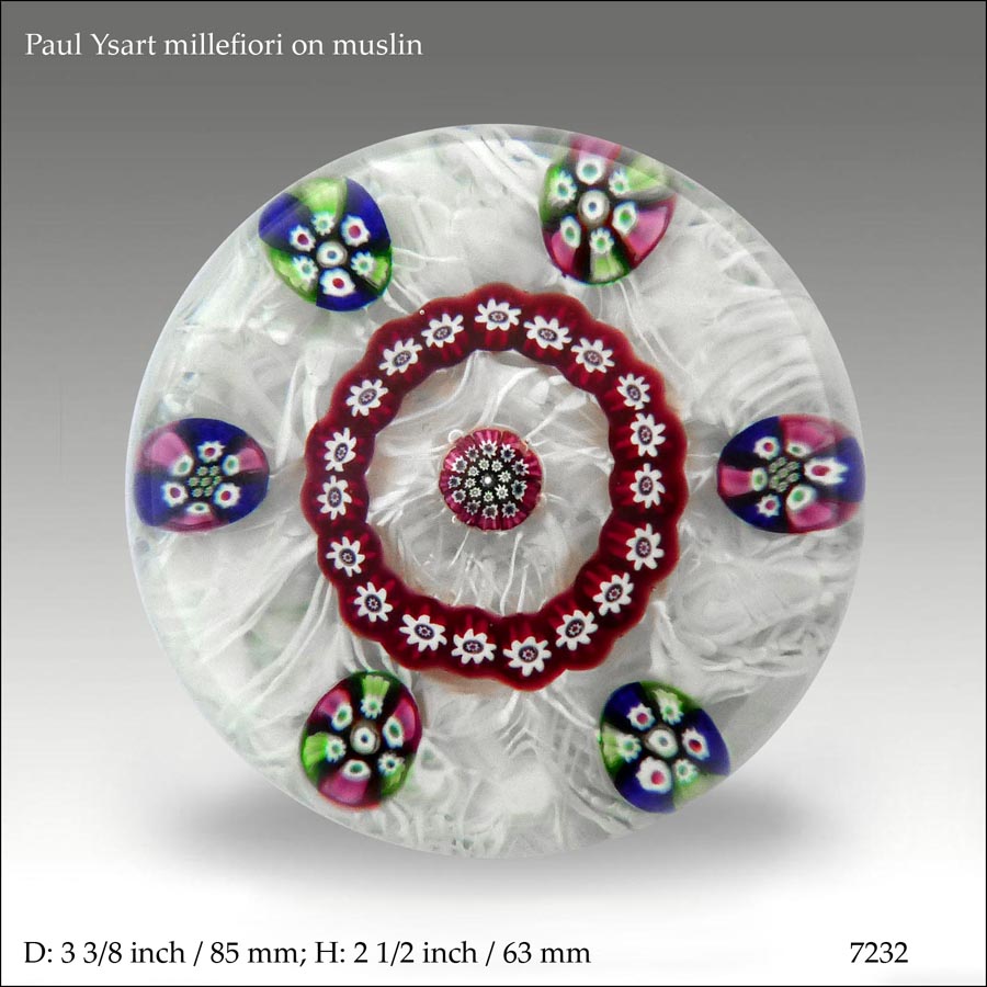 Paul Ysart millefiori muslin paperweight (ref. 7232)