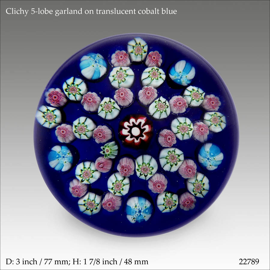 Clichy blue ground paperweight (ref. 22789)