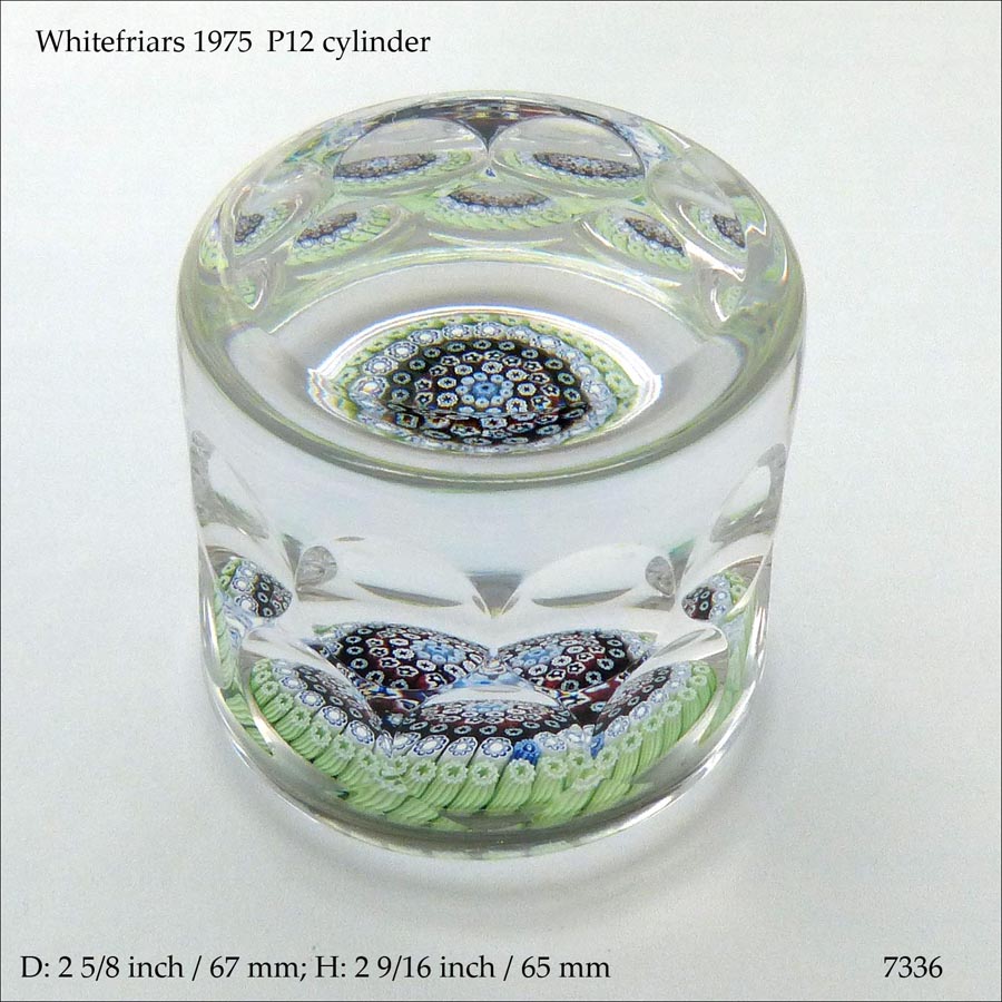 Whitefriars millefiori cylinder paperweight (ref. 7336)