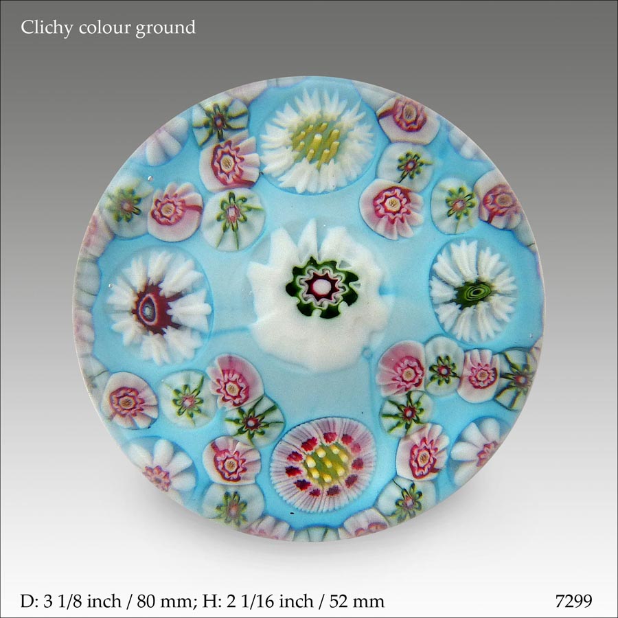 Clichy colour ground paperweight (ref. 7299)