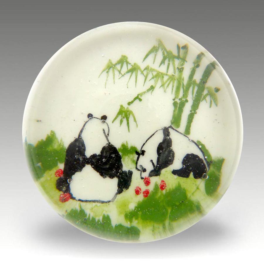 Chinese White paperweight (ref. CW Two Pandas)