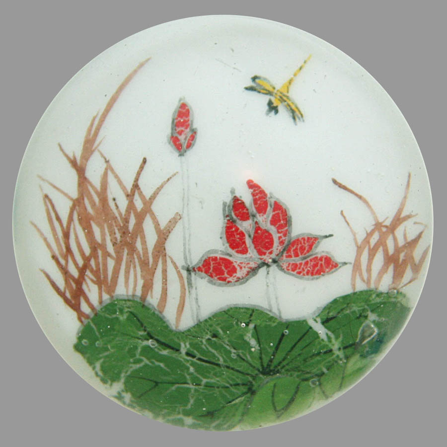 Chinese White paperweight (ref.CW dragonfly lotus)