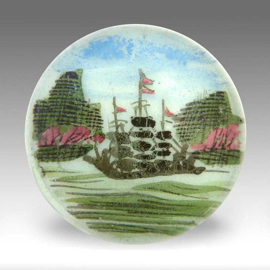 Chinese White paperweight (ref. CW sailing ship)