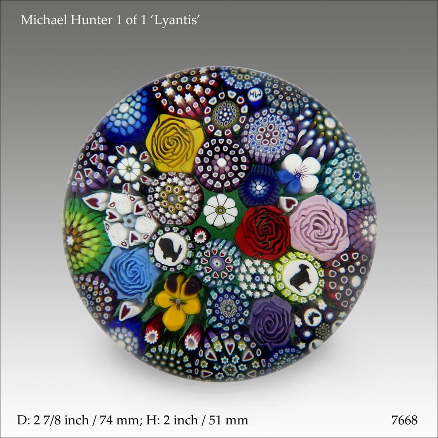 Michael Hunter 1 of 1 millefiori paperweight (ref. 7668)