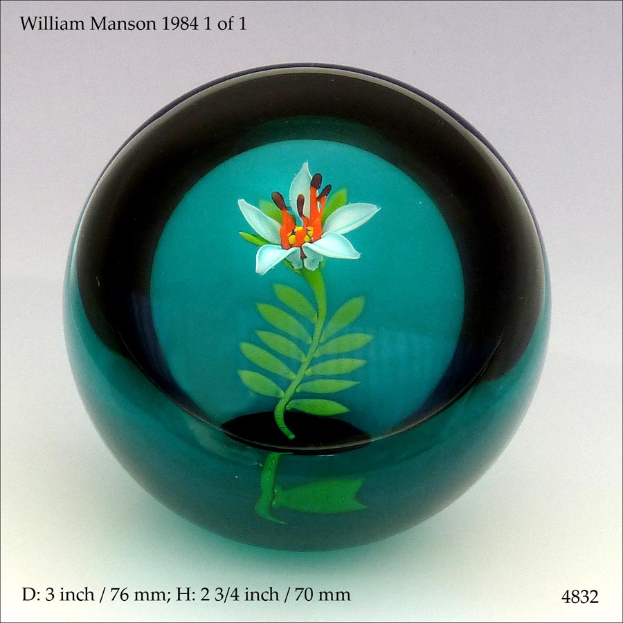 William Manson Lily 1984 1 of 1 paperweight (ref. 4832)